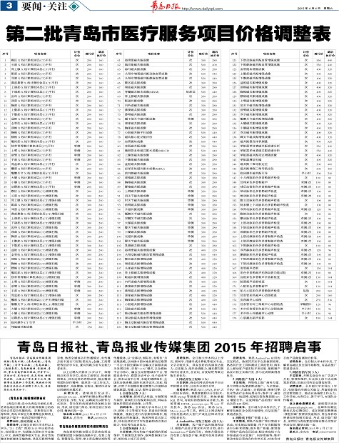 青岛日报社、青岛报业传媒集团2015年招聘启事